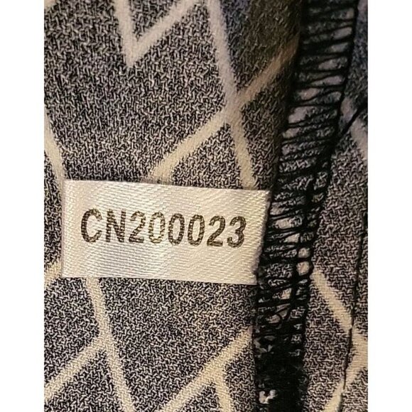 Gabrielle Union Shirt Dress Large Side Slit Adjustable Arm Collared Black White - Picture 12 of 12